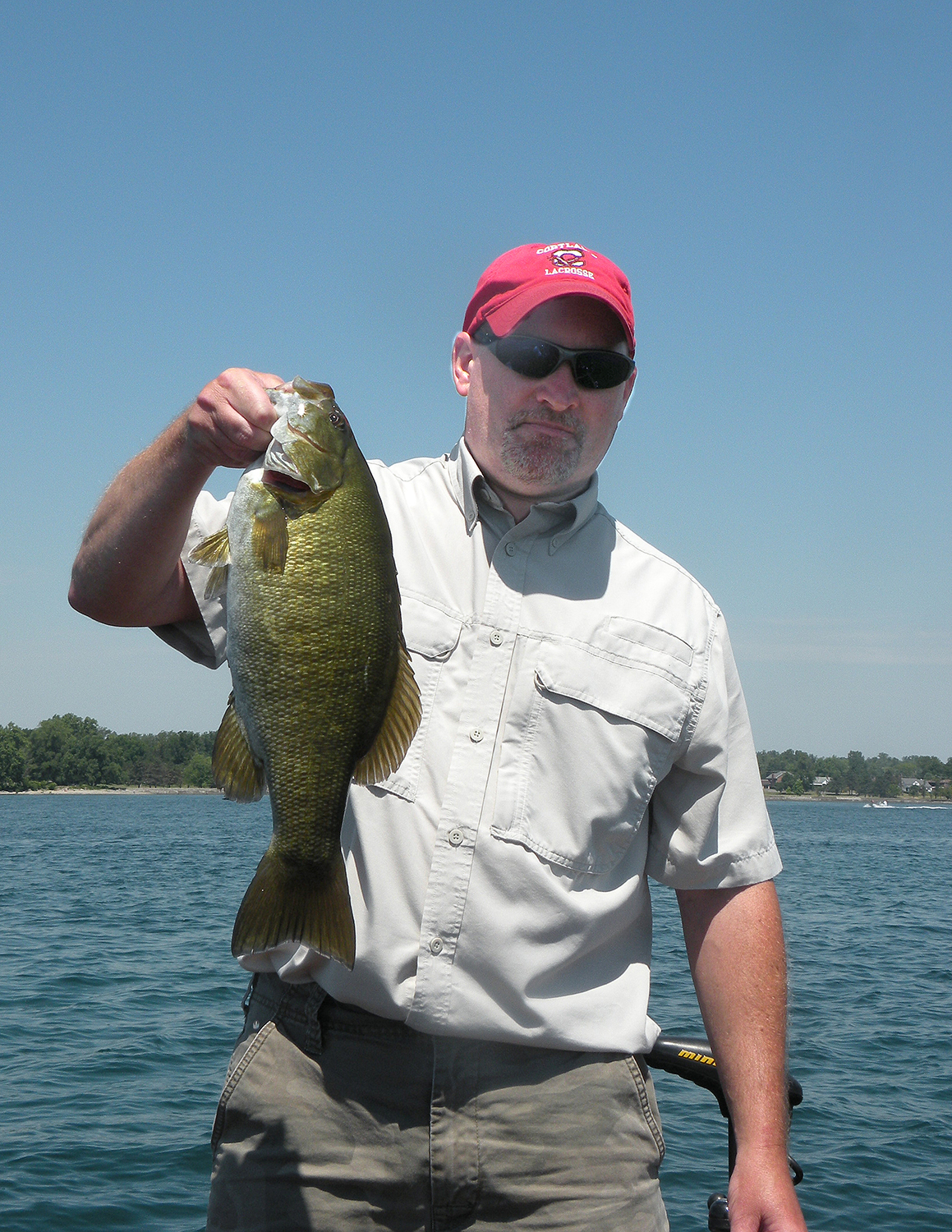 Dan Surdam showing off a nice Lake Erie smallmouth bass.